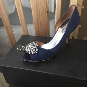 Wedding day blue heels